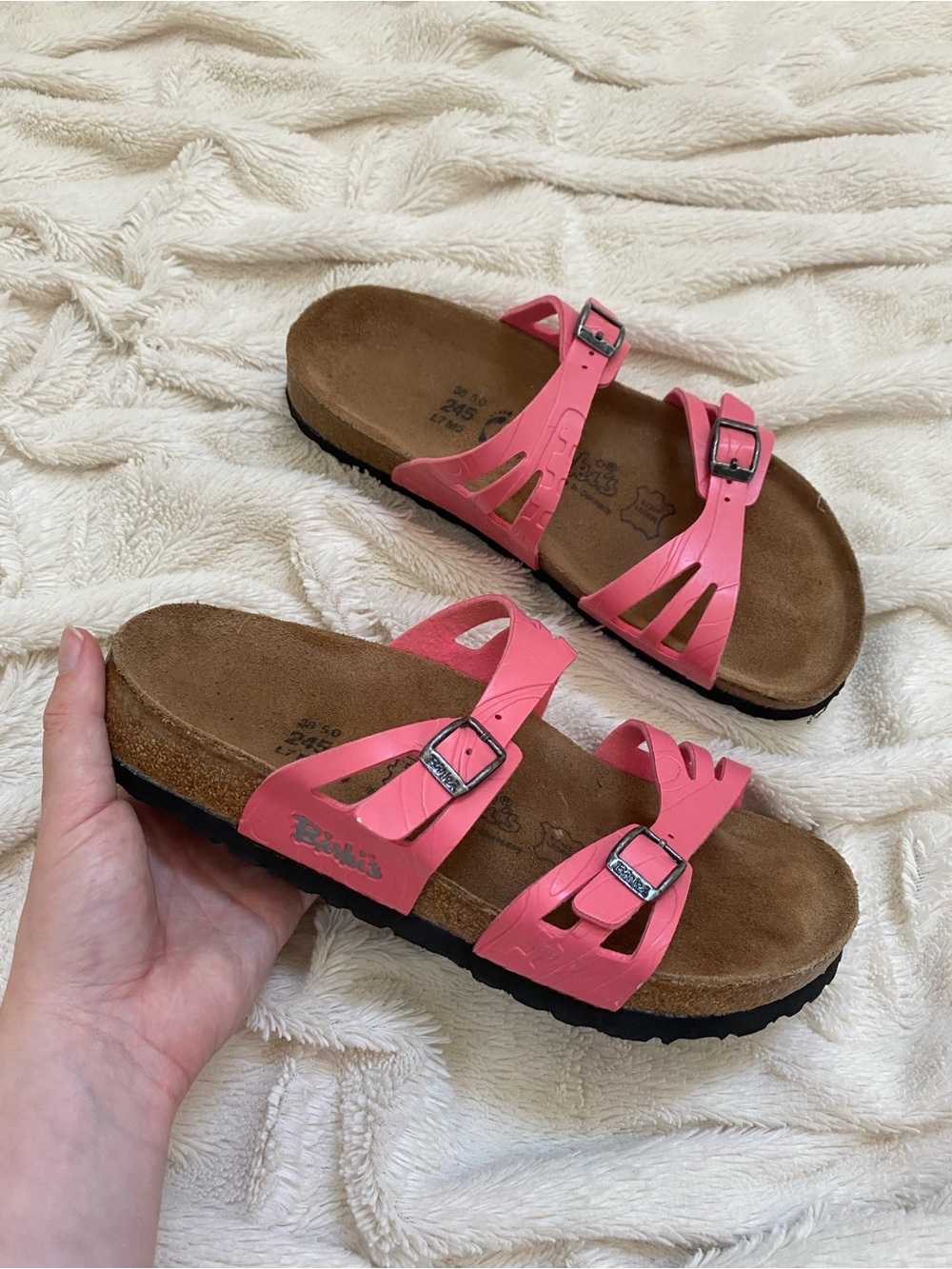 Birki's by Birkenstock pink cross-strap sandals Size 7